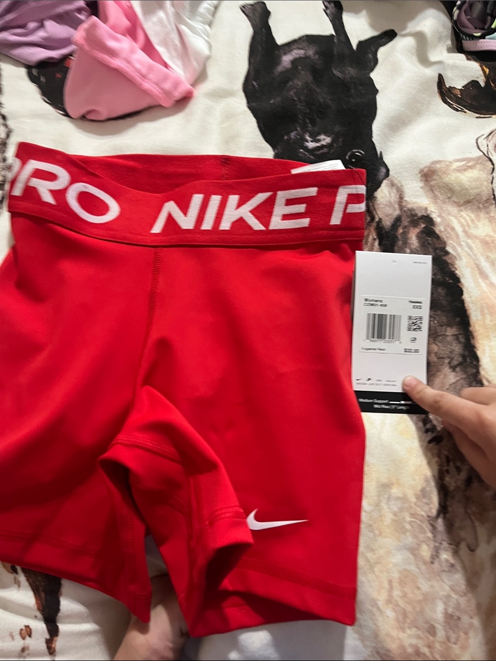 Nike Red Women's Compression Shorts with White Swoosh